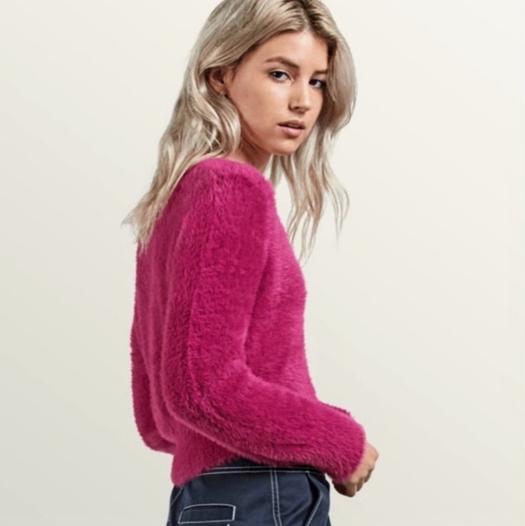 Volcom Junior's Clued 2 You V Neck Pullover Sweater Paradise Purple Size S. NWOT - Picture 2 of 6